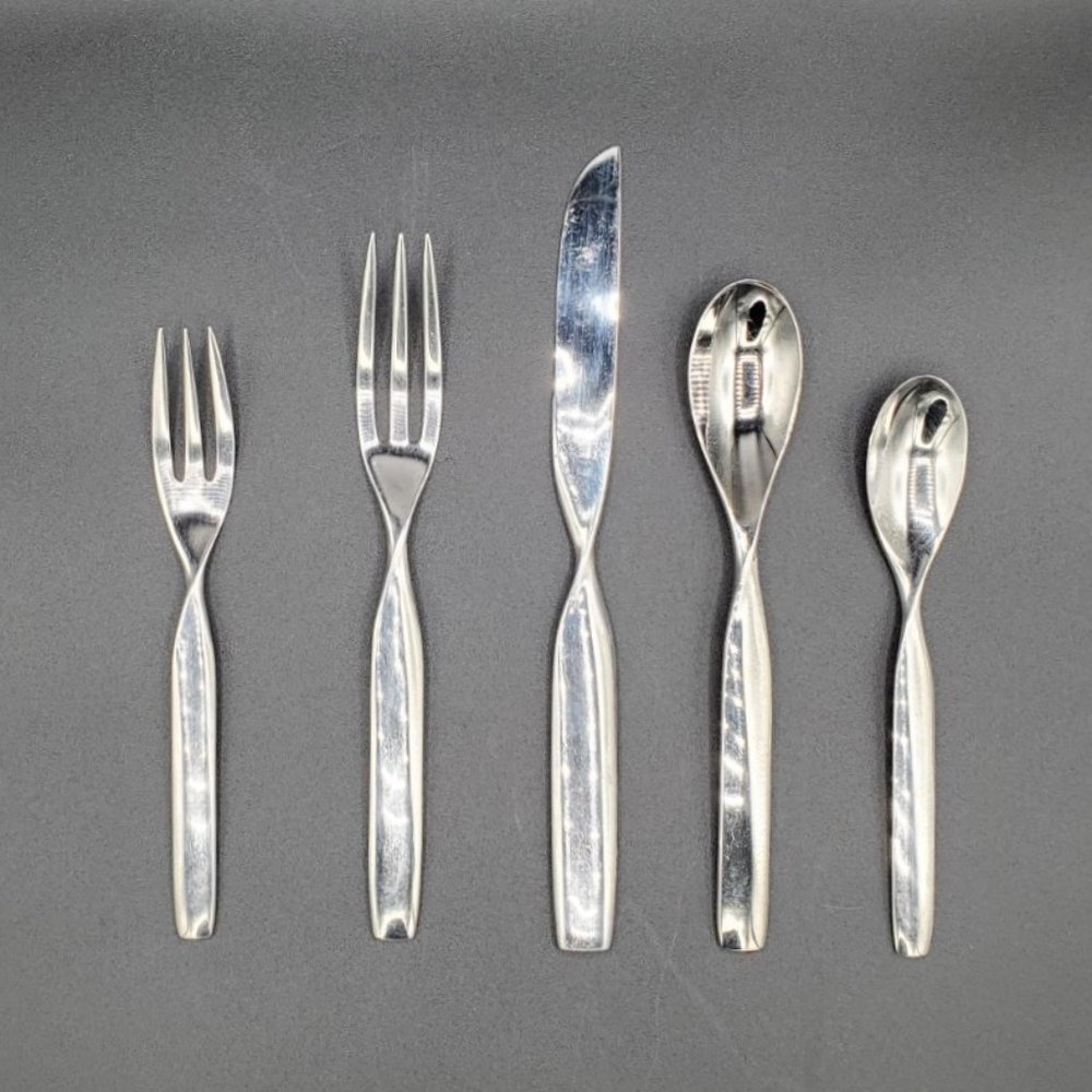 6 x VINTAGE SASAKI WARD BENNETT DOUBLE HELIX 5 PIECE FLATWARE SETS